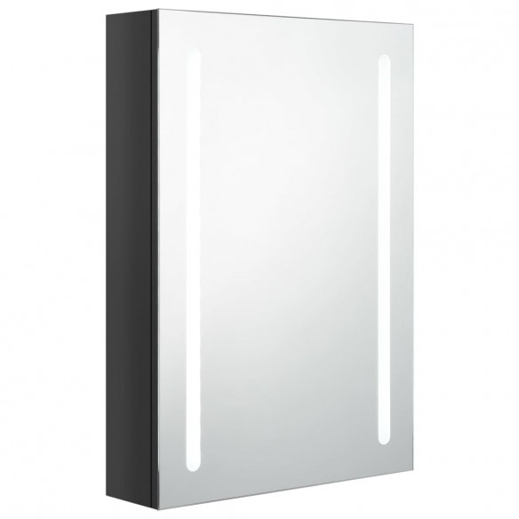 Armoire de salle de bain à miroir LED noir brillant 50x13x70 cm