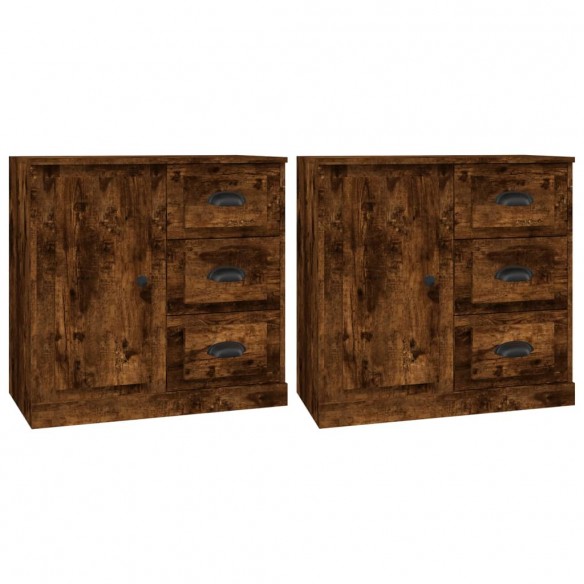 Buffets 2 pcs chêne fumé bois d'ingénierie