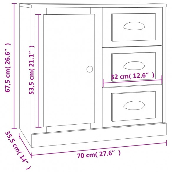 Buffets 2 pcs chêne fumé bois d'ingénierie