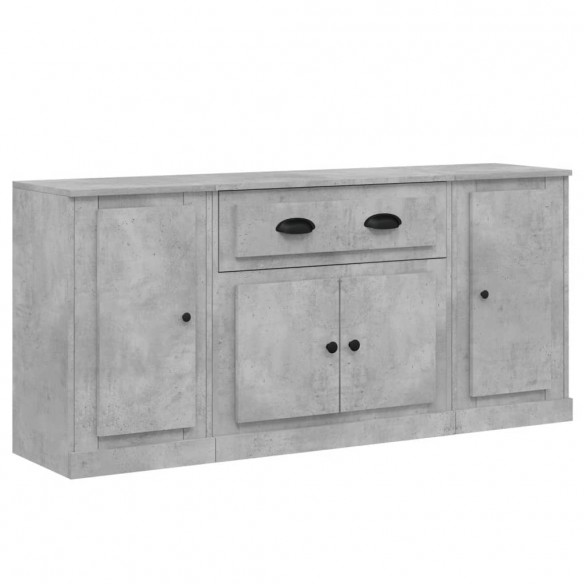 Buffets 3 pcs gris béton bois d'ingénierie