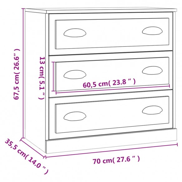 Buffets 2 pcs noir bois d'ingénierie