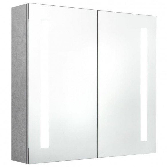 Armoire de salle de bain à miroir LED Gris béton 62x14x60 cm