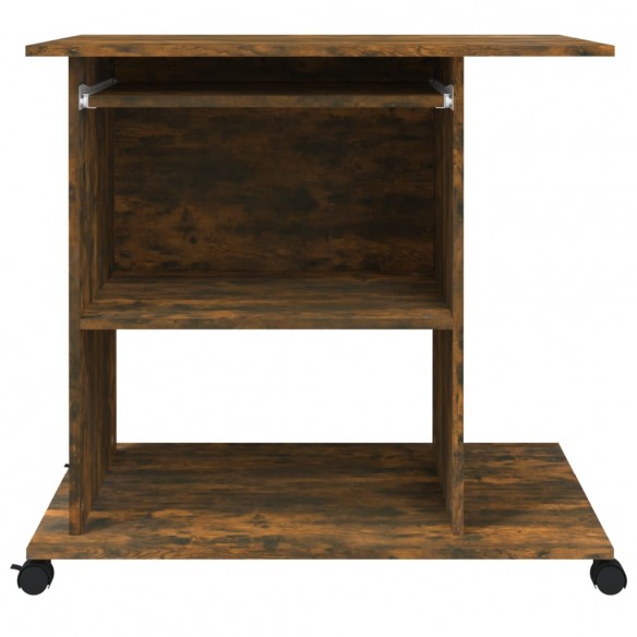 Bureau d'ordinateur Chêne fumé 80x50x75 cm Bois d'ingénierie