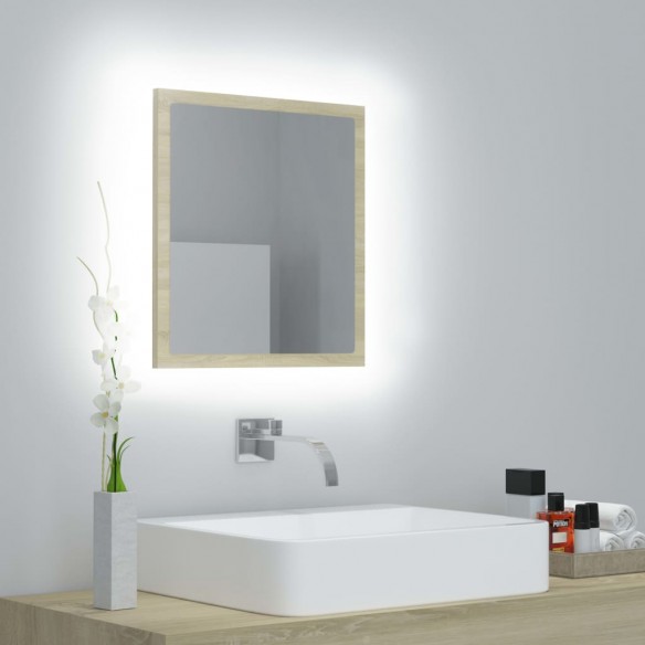 Miroir LED de salle de bain Chêne sonoma 40x8,5x37 cm Acrylique