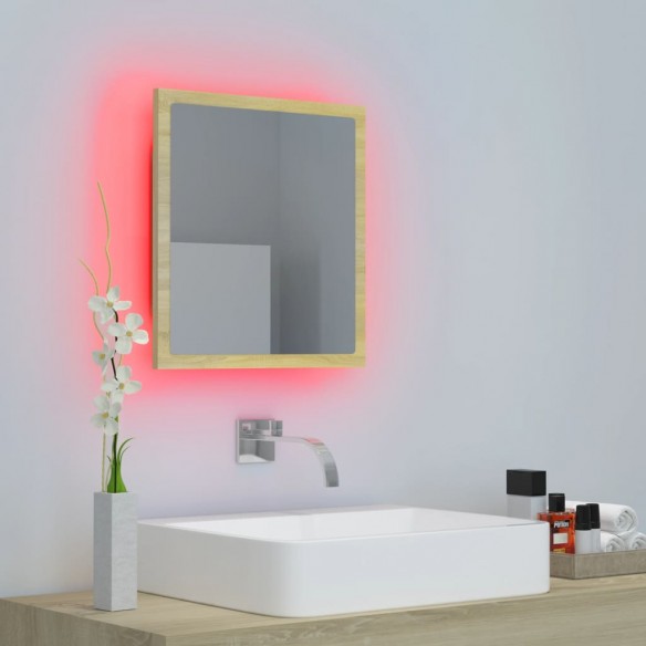 Miroir LED de salle de bain Chêne sonoma 40x8,5x37 cm Acrylique