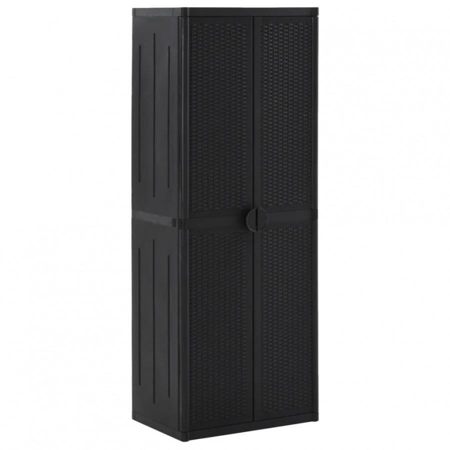 Armoire de rangement de jardin Noir 65x45x172 cm PP Rotin