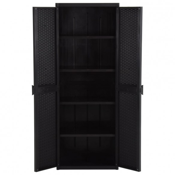 Armoire de rangement de jardin Noir 65x45x172 cm PP Rotin