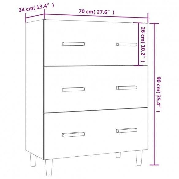 Buffet Chêne marron 70x34x90 cm Bois d'ingénierie