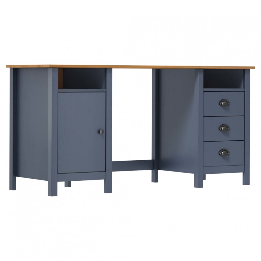 Bureau Hill Gris 150x50x74 cm Bois de pin solide