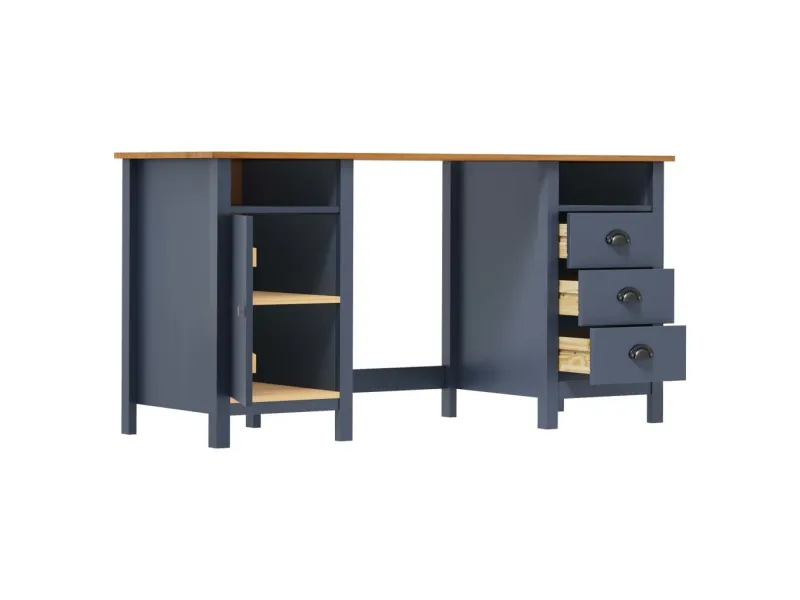 Bureau Hill Gris 150x50x74 cm Bois de pin solide
