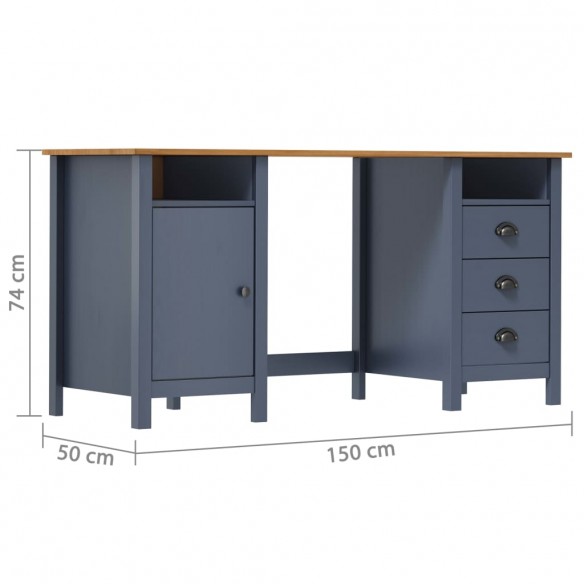 Bureau Hill Gris 150x50x74 cm Bois de pin solide