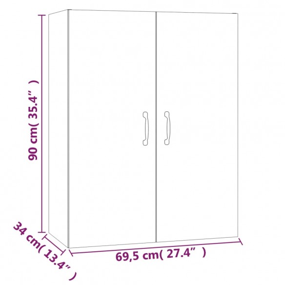 Armoire suspendue Sonoma gris 69,5x34x90 cm Bois d'ingénierie