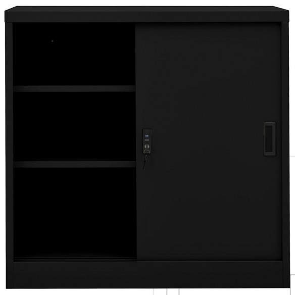 Armoire de bureau avec porte coulissante Noir 90x40x90 cm Acier