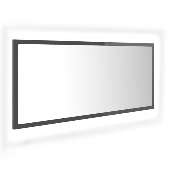 Miroir LED de salle de bain Gris brillant 100x8,5x37 Acrylique