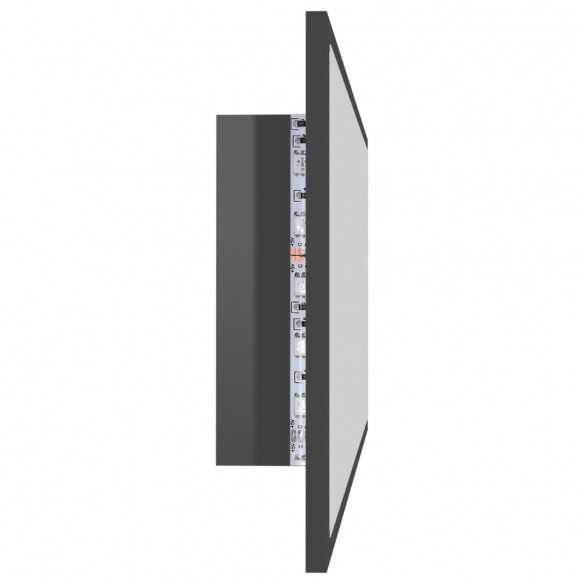 Miroir LED de salle de bain Gris brillant 100x8,5x37 Acrylique