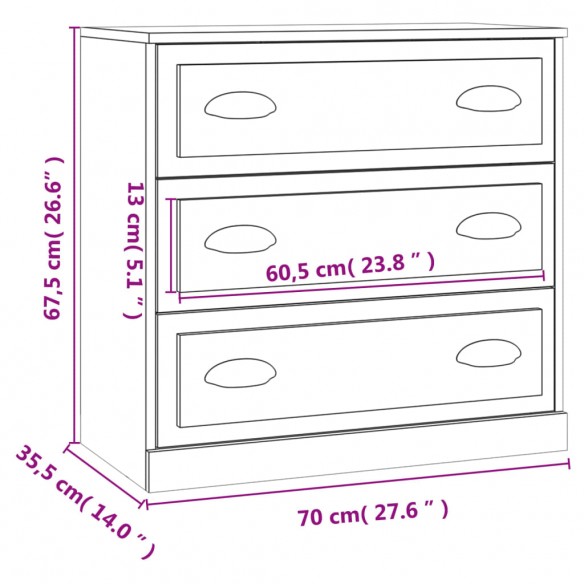 Buffet chêne sonoma 70x35,5x67,5 cm bois d'ingénierie