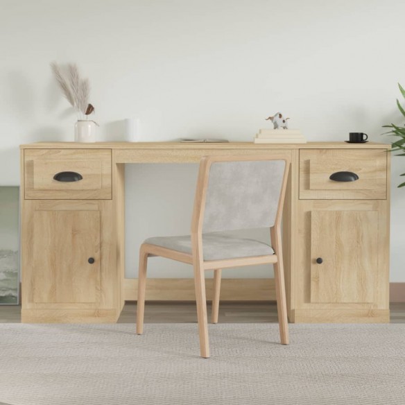 Bureau avec armoire chêne sonoma bois d'ingénierie