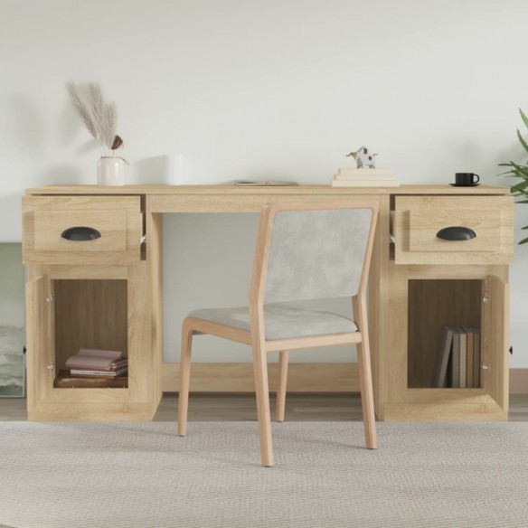 Bureau avec armoire chêne sonoma bois d'ingénierie