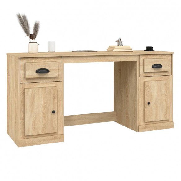 Bureau avec armoire chêne sonoma bois d'ingénierie