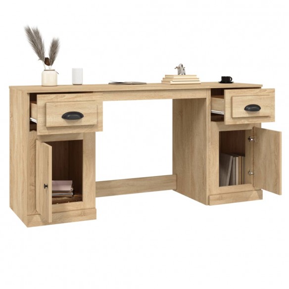 Bureau avec armoire chêne sonoma bois d'ingénierie