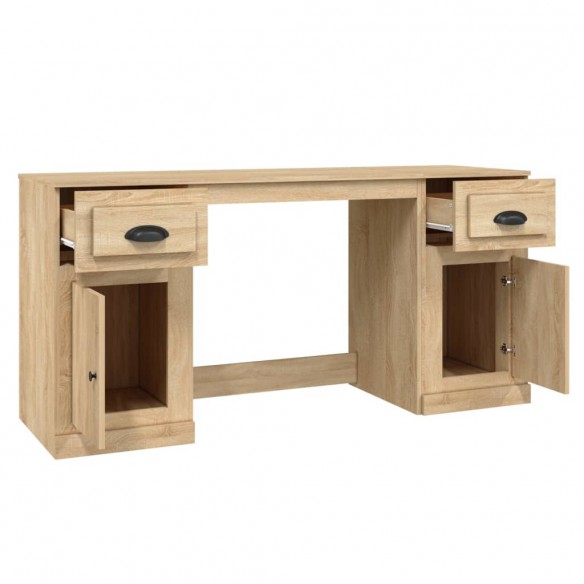 Bureau avec armoire chêne sonoma bois d'ingénierie