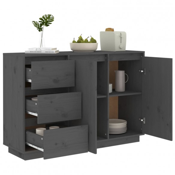 Buffet Gris 111x34x75 cm Bois massif de pin