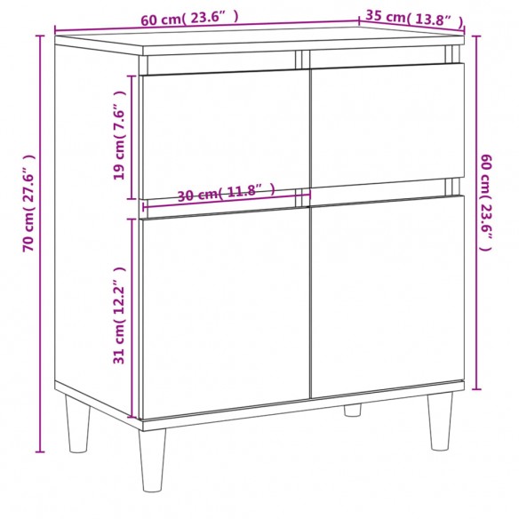 Buffet Chêne sonoma 60x35x70 cm Bois d'ingénierie