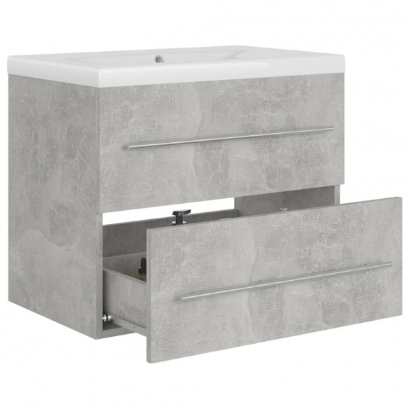 Armoire d'évier avec lavabo intégré Gris béton Aggloméré