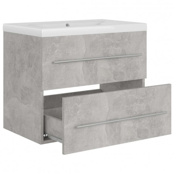 Armoire d'évier avec lavabo intégré Gris béton Aggloméré