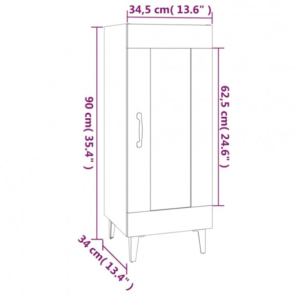 Buffet Chêne fumé 34,5x34x90 cm Bois d'ingénierie