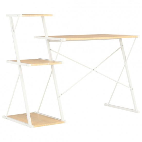 Bureau avec étagère Blanc et chêne 116x50x93 cm