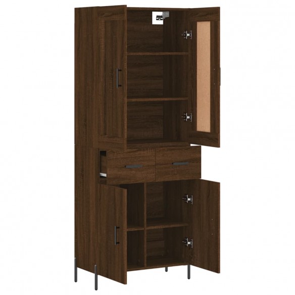 Buffet haut Chêne marron 69,5x34x180 cm Bois d'ingénierie