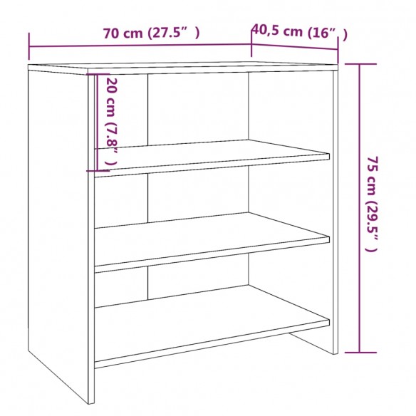 Buffet Blanc brillant 70x40,5x75 cm Aggloméré