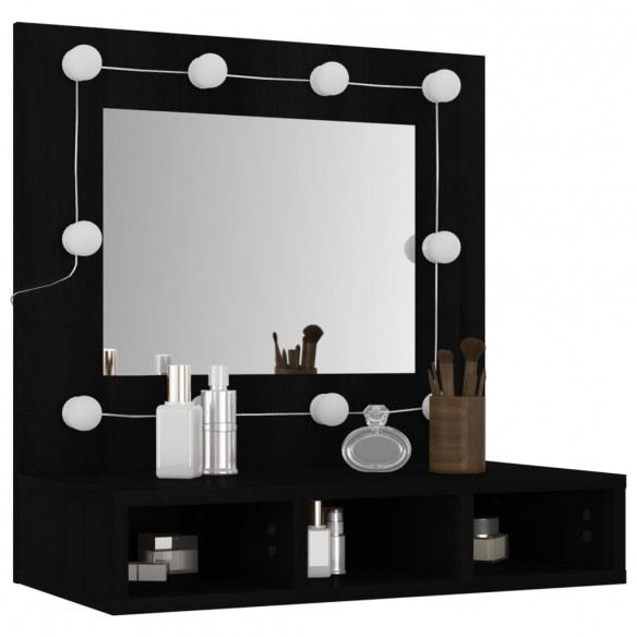 Armoire à miroir avec LED noir 60x31,5x62 cm