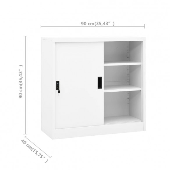 Armoire de bureau avec porte coulissante Blanc 90x40x90cm Acier