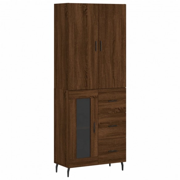 Buffet haut Chêne marron 69,5x34x180 cm Bois d'ingénierie