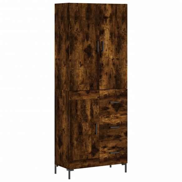 Buffet haut Chêne fumé 69,5x34x180 cm Bois d'ingénierie