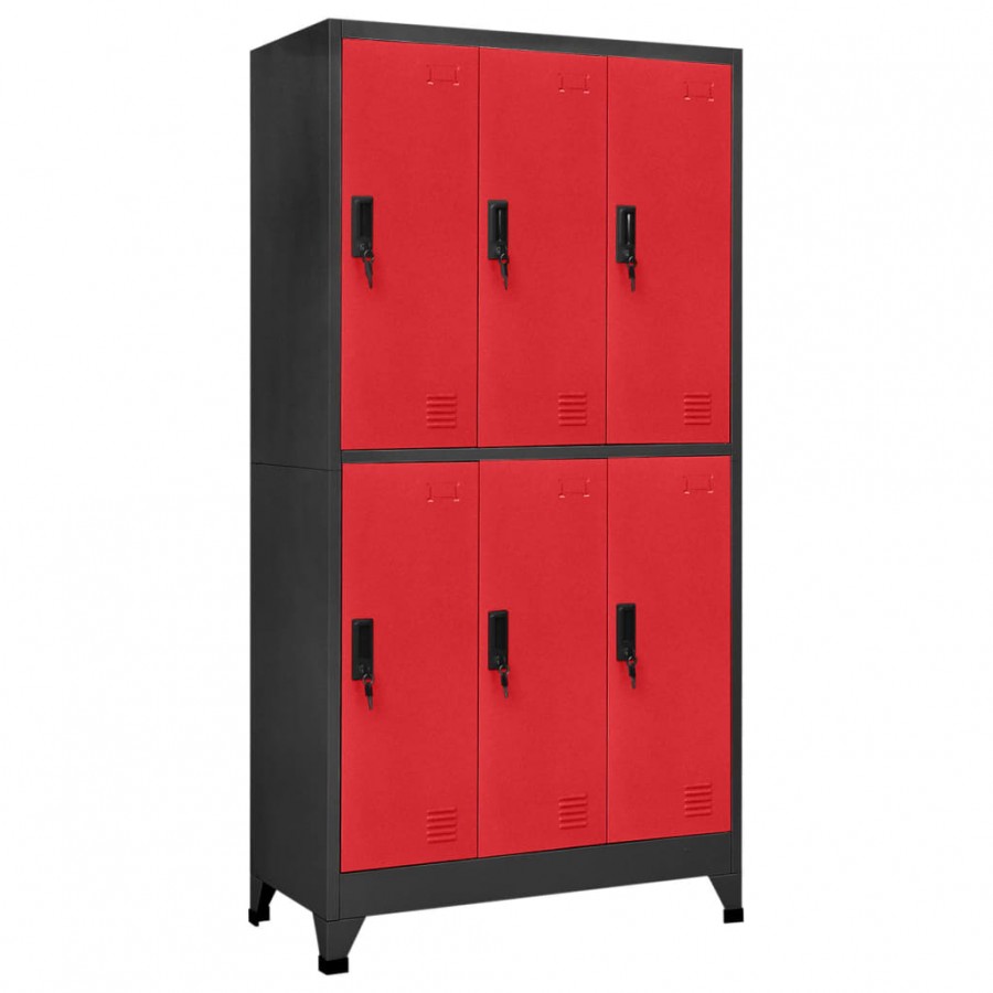 Armoire à casiers Anthracite et rouge 90x45x180 cm Acier