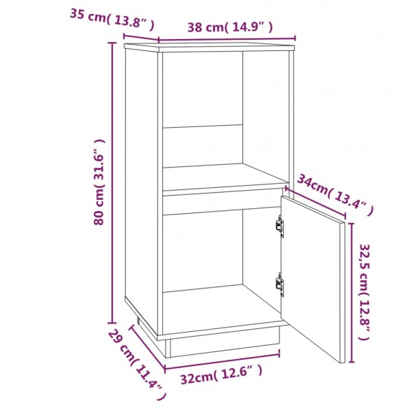 Buffet 38x35x80 cm Bois de pin massif