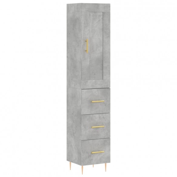 Buffet haut Gris béton 34,5x34x180 cm Bois d'ingénierie