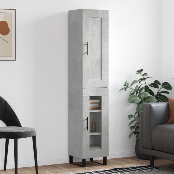 Buffet haut Gris béton 34,5x34x180 cm Bois d'ingénierie