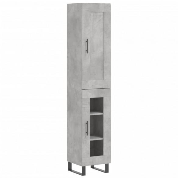 Buffet haut Gris béton 34,5x34x180 cm Bois d'ingénierie