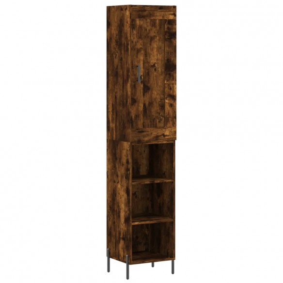 Buffet haut Chêne fumé 34,5x34x180 cm Bois d'ingénierie