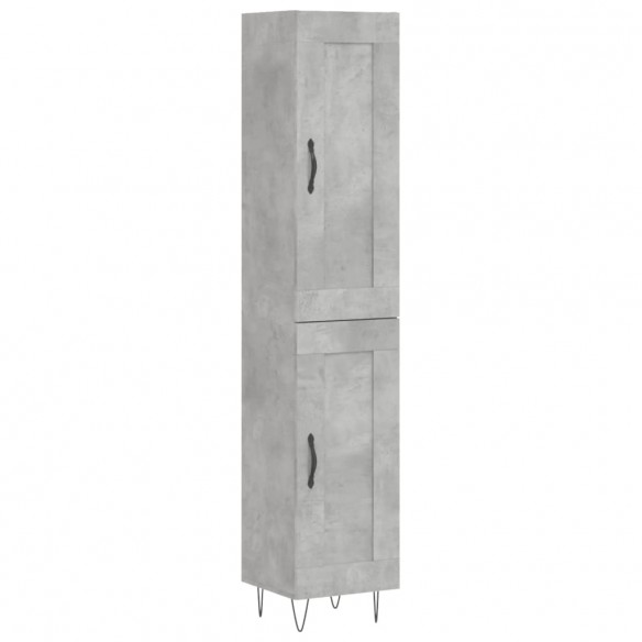 Buffet haut Gris béton 34,5x34x180 cm Bois d'ingénierie