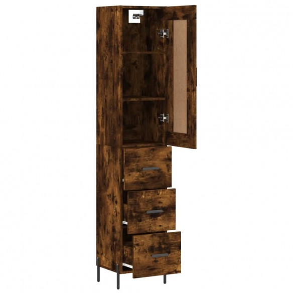 Buffet haut Chêne fumé 34,5x34x180 cm Bois d'ingénierie