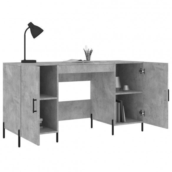 Bureau gris béton 140x50x75 cm bois d'ingénierie