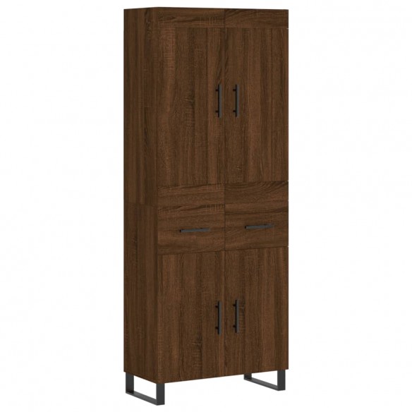 Buffet haut Chêne marron 69,5x34x180 cm Bois d'ingénierie