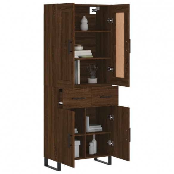 Buffet haut Chêne marron 69,5x34x180 cm Bois d'ingénierie