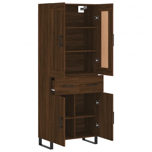 Buffet haut Chêne marron 69,5x34x180 cm Bois d'ingénierie