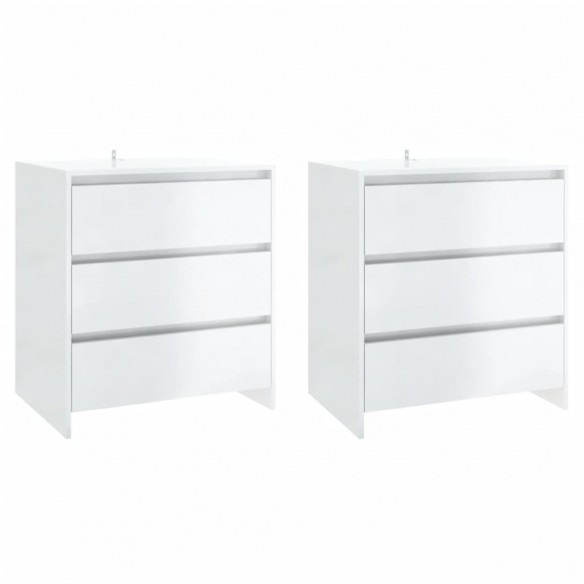 Buffets 3 pcs Blanc brillant Bois d'ingénierie